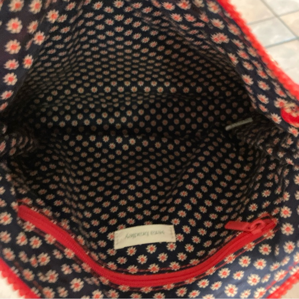 Vtg Vera Bradley red blue floral quiled cute baguette handbag purse tote - Picture 8 of 8